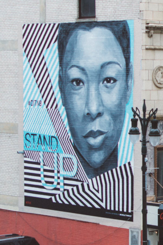 Detroit Mural of Poussey Washington from Orange Is the New Black by Michelle Tanguay.