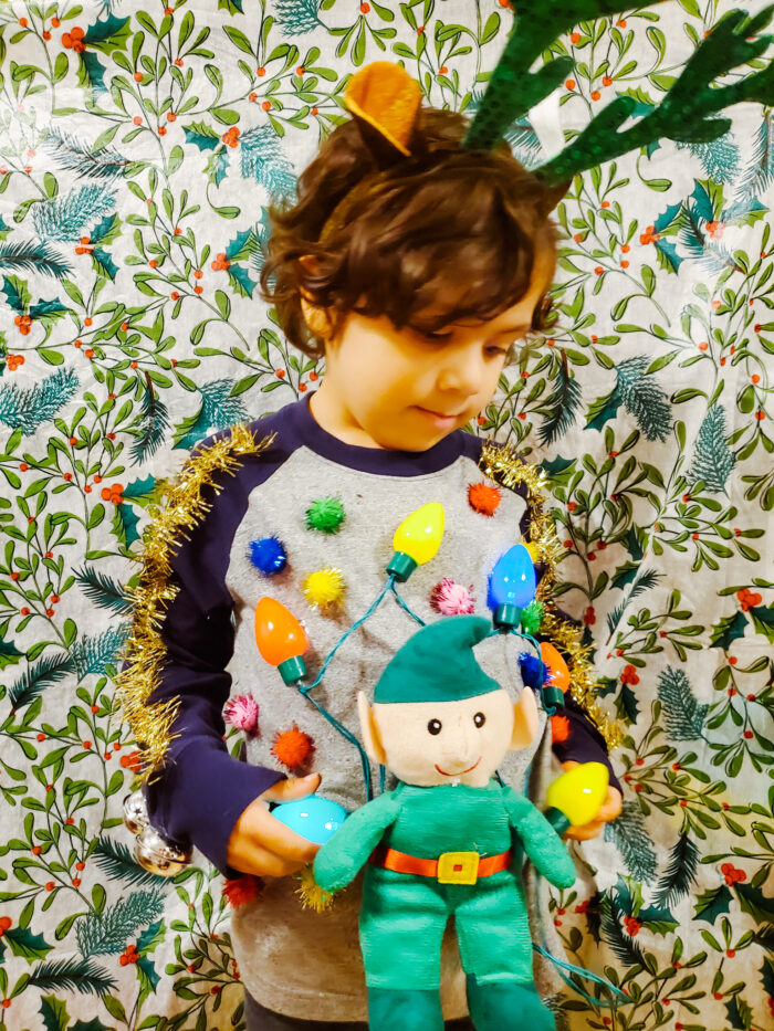 Toddler boy's Christmas sweater idea you can make yourself!
