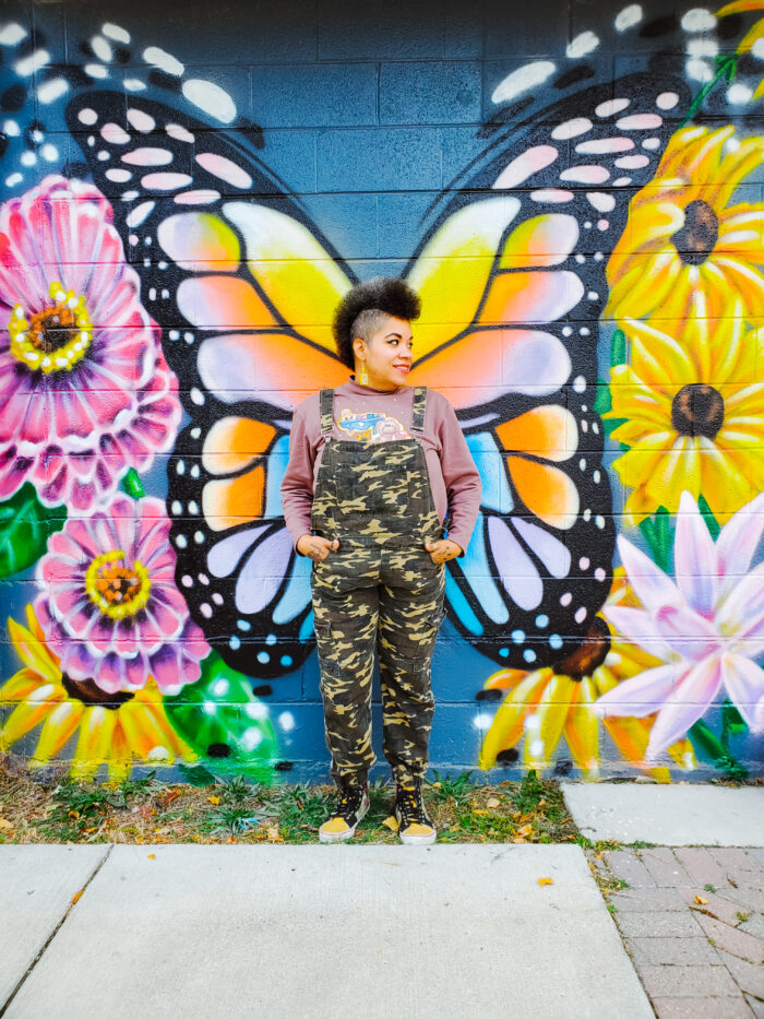 Butterfly mural wall in Downtown Ferndale, Michigan